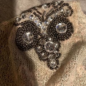 NWOT Daytrip sweater with jeweled shoulder accents size S